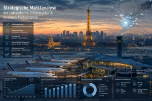Strategische Marktanalyse der Luftverkehrs-Infrastruktur mit digitalen Daten-Visualisierungen